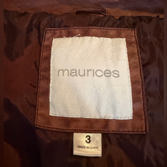 Maurices Faux Leather Moto Jacket Women’s Size 3 Brown Asymmetrical Zip Casual - Picture 12 of 14